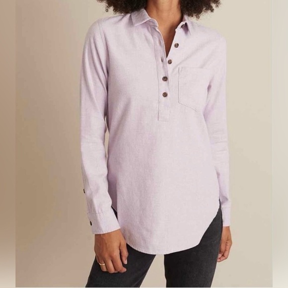 Marine Layer Purple Heather Josie Relaxed Popover Long Sleeve Size Medium - Picture 1 of 9